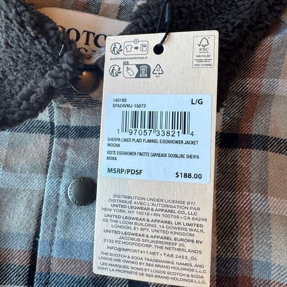 NWT Scotch & Soda Men’s Flannel Eisenhower Jacket Large Tan Multicolor - Picture 6 of 6